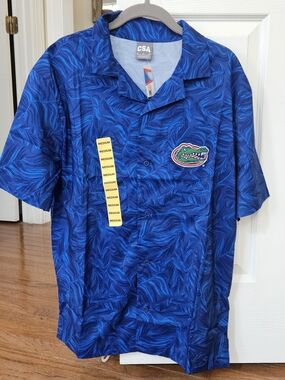 NCAA Florida Gators Men’s Short-Sleeve Blue Hawaiian Button Down Shirt